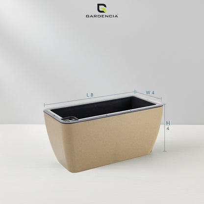 GARDENCIA Recta Self Watering Rectangle 100% Virgin Plastic Pots for Plants | Modern Design | Indoor and Outdoor Flower Pot for Home/Office/Table/Garden/Balcony Decoration | 14 inch