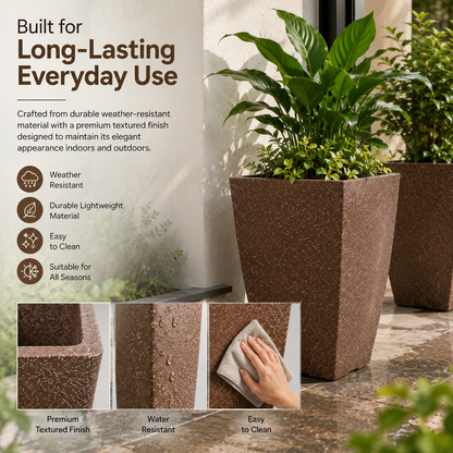 GARDENCIA ROTO MOCHA Pot – Long Square Planter with Dot Finish Colour