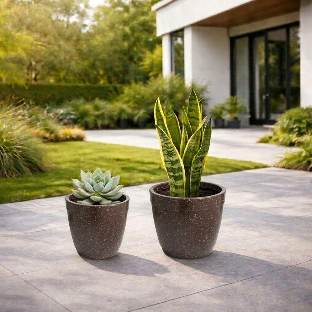GARDENCIA Roto Candy Pot Combo - 9"x8"/ 11"X10"  Round Planter Pot with Drainage Plug, UV Resistant, Lightweight Pot for Indoor & Outdoor Gardening wit Dot Finish Colour Planter for Home, Garden, Balcony, Patio & Terrace