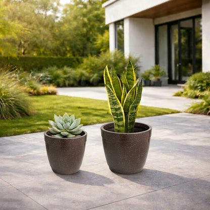 GARDENCIA Roto Candy Pot Combo - 9"x8"/ 11"X10"  Round Planter Pot with Drainage Plug, UV Resistant, Lightweight Pot for Indoor & Outdoor Gardening wit Dot Finish Colour Planter for Home, Garden, Balcony, Patio & Terrace