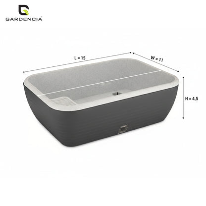 GARDENCIA Contessa Self Watering Planter | 15 x 11 x 4.5 Inch | Polypropylene with UV Protection | Matt Finish Indoor Outdoor Rectangular Pot for Plants