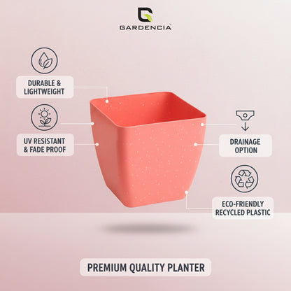GARDENCIA Self Watering Flower Pot Lizza with Inner Tray, Plastic Planter, Lightweight, 15x15x18 cm, Pack of 7