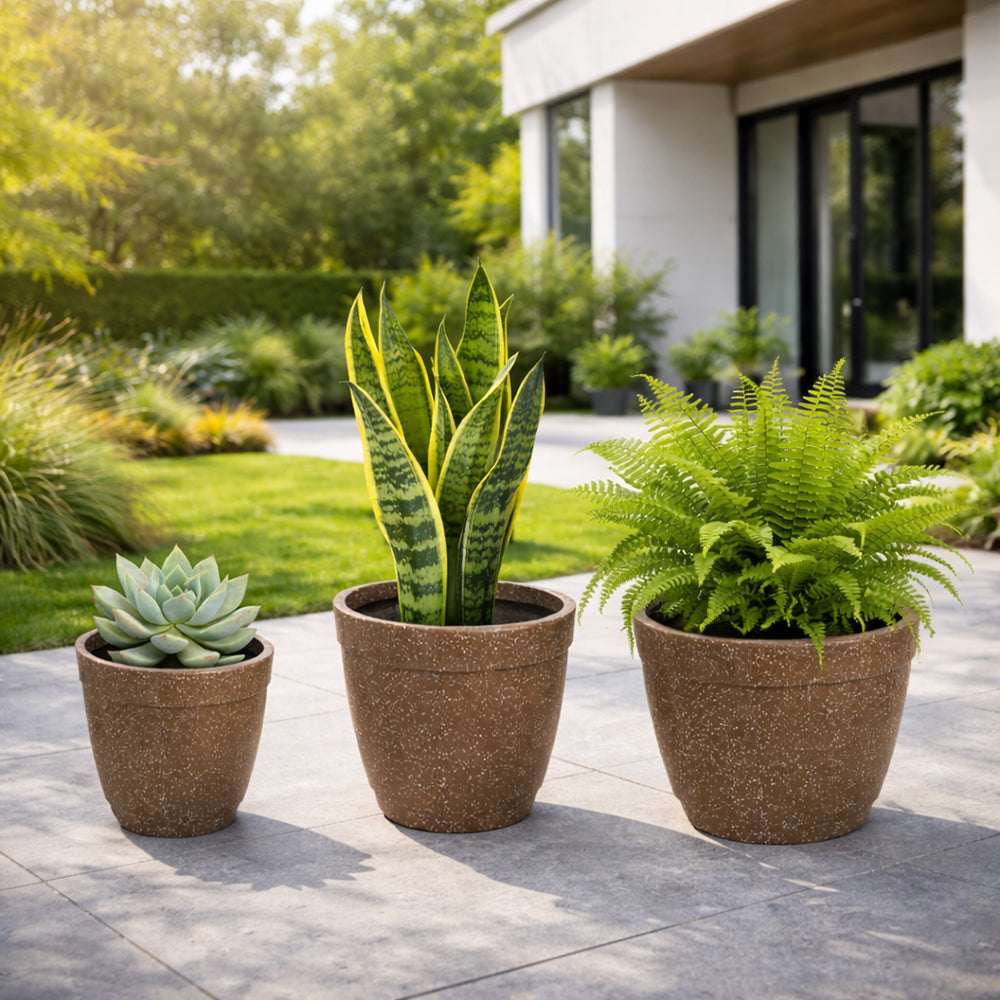 GARDENCIA Roto Candy Pot Combo - 9"x8"/ 11"X10" / 13"X10"  Round Planter Pot with Drainage Plug, UV Resistant, Lightweight Pot for Indoor & Outdoor Gardening wit Dot Finish Colour Planter for Home, Garden, Balcony, Patio & Terrace