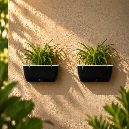 GARDENCIA Recta Big Rectangle Planter 14" with Wall Stand