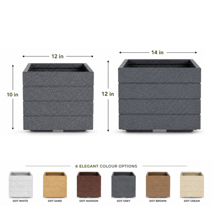 GARDENCIA ROTO SQUARE Pot – Square Planter with Dot Finish Colour