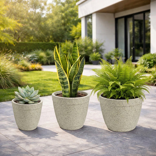 GARDENCIA Roto Candy Pot Combo - 9"x8"/ 11"X10" / 13"X10"  Round Planter Pot with Drainage Plug, UV Resistant, Lightweight Pot for Indoor & Outdoor Gardening wit Dot Finish Colour Planter for Home, Garden, Balcony, Patio & Terrace