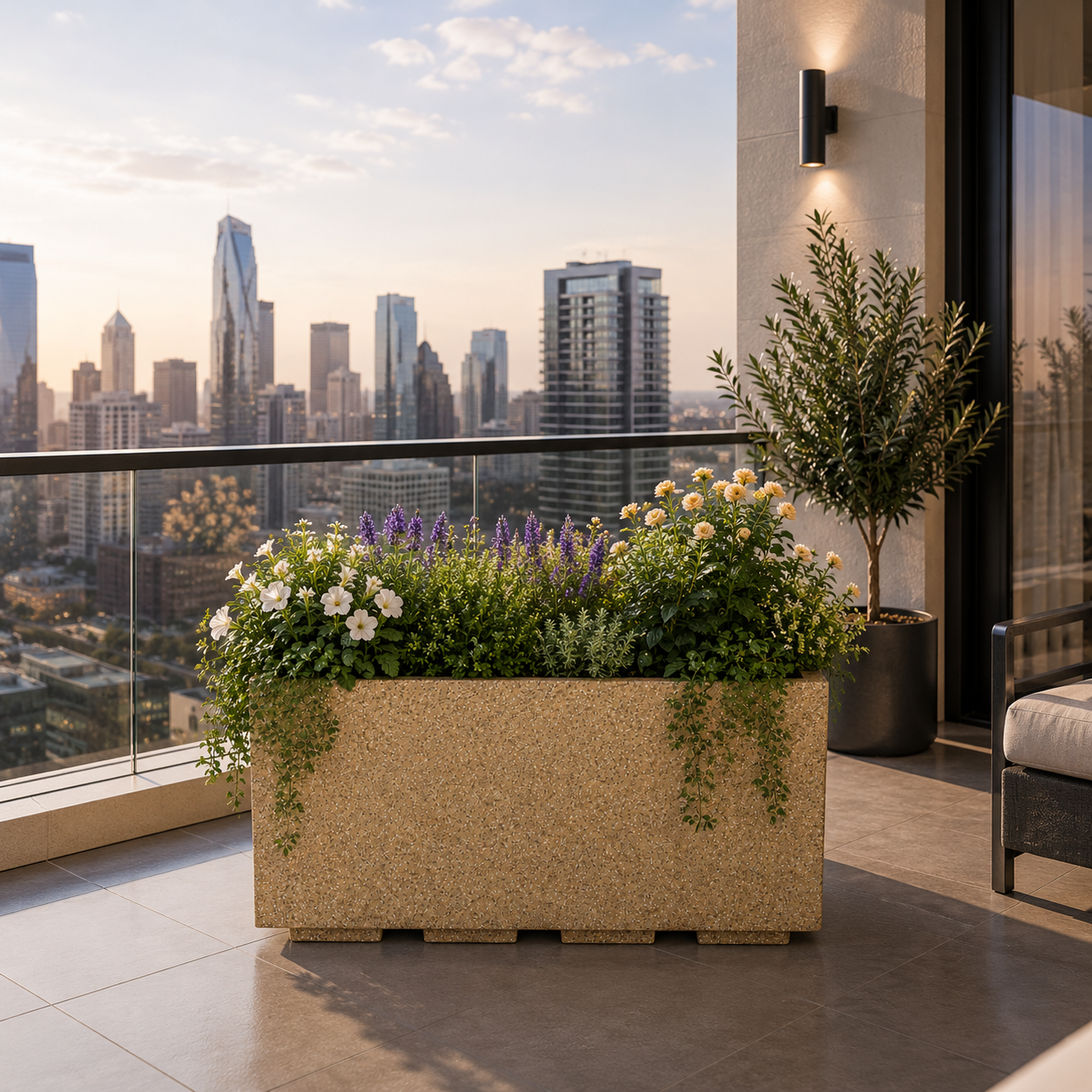 Gardencia Roto Box Tray Rectangular Planter with Dot Finish Color