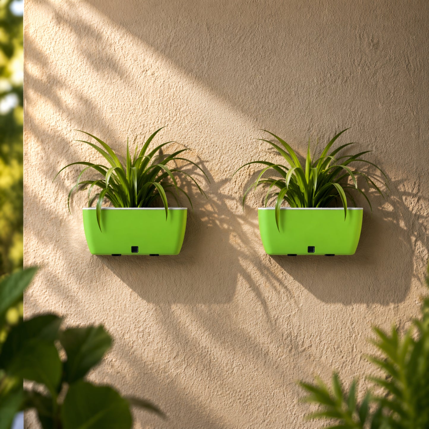 GARDENCIA Recta Big Rectangle Planter 14" with Wall Stand