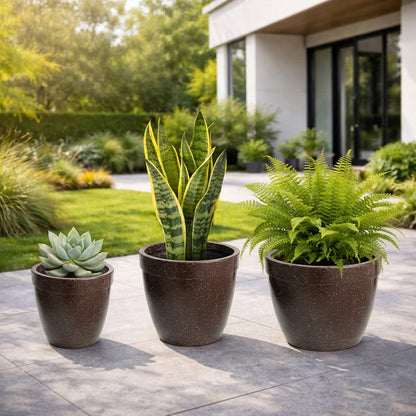 GARDENCIA Roto Candy Pot Combo - 9"x8"/ 11"X10" / 13"X10"  Round Planter Pot with Drainage Plug, UV Resistant, Lightweight Pot for Indoor & Outdoor Gardening wit Dot Finish Colour Planter for Home, Garden, Balcony, Patio & Terrace