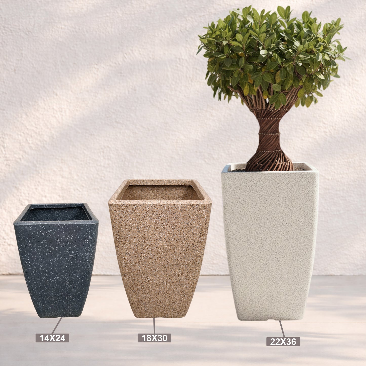 GARDENCIA ROTO MOCHA Pot – Long Square Planter with Dot Finish Colour | Non-Breakable & Light Weight Outdoor & Indoor Flower Pot | Heavy-Duty Large Plant Container for Big House, Patio, Garden & Balcony