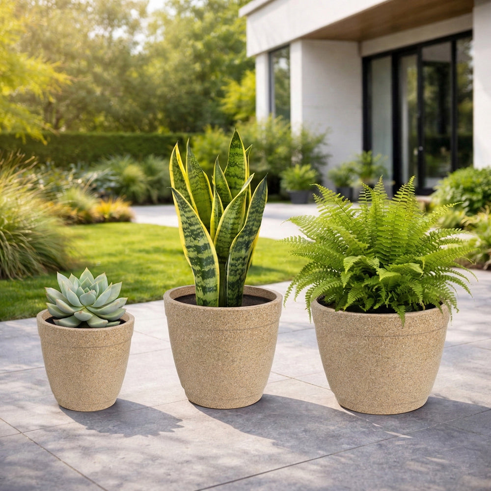 GARDENCIA Roto Candy Pot Combo - 9"x8"/ 11"X10" / 13"X10"  Round Planter Pot with Drainage Plug, UV Resistant, Lightweight Pot for Indoor & Outdoor Gardening wit Dot Finish Colour Planter for Home, Garden, Balcony, Patio & Terrace