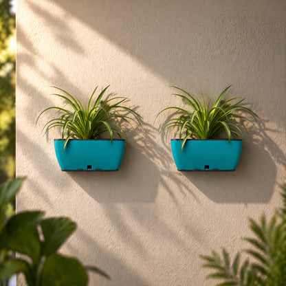 GARDENCIA Recta Big Rectangle Planter 14" with Wall Stand
