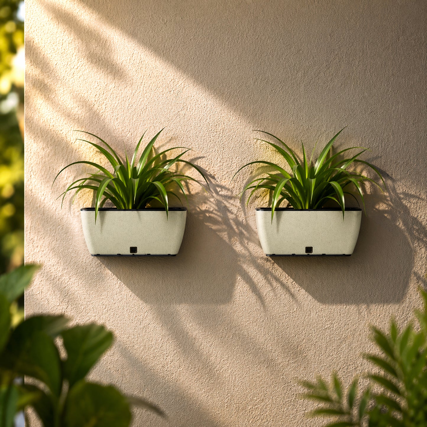 GARDENCIA Recta Big Rectangle Planter 14" with Wall Stand