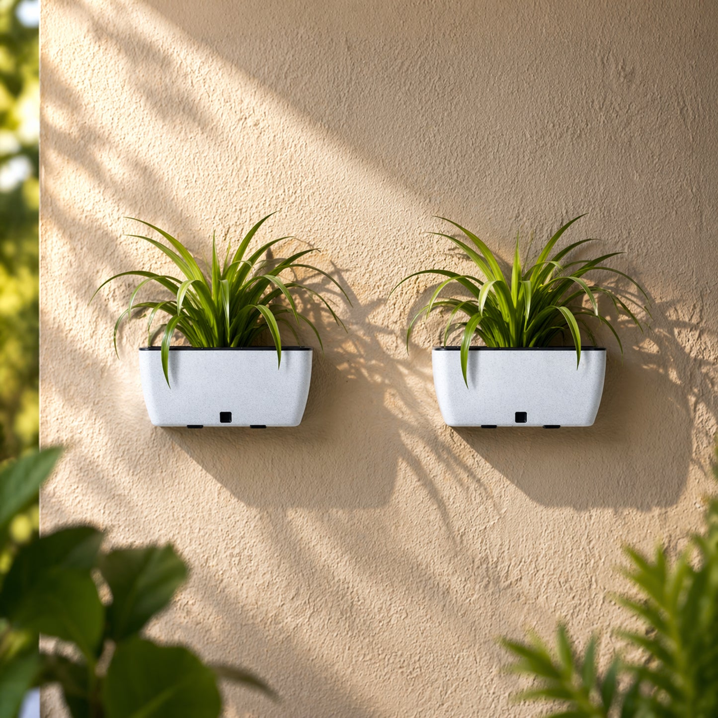 GARDENCIA Recta Big Rectangle Planter 14" with Wall Stand