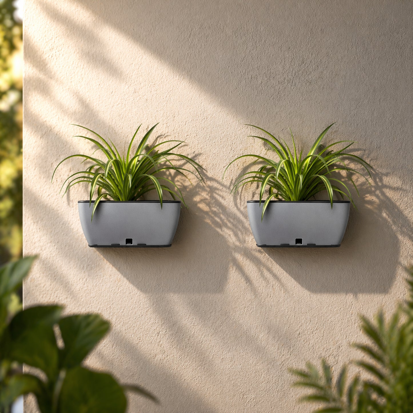 GARDENCIA Recta Big Rectangle Planter 14" with Wall Stand