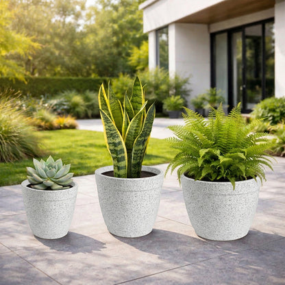 GARDENCIA Roto Candy Pot Combo - 9"x8"/ 11"X10" / 13"X10"  Round Planter Pot with Drainage Plug, UV Resistant, Lightweight Pot for Indoor & Outdoor Gardening wit Dot Finish Colour Planter for Home, Garden, Balcony, Patio & Terrace