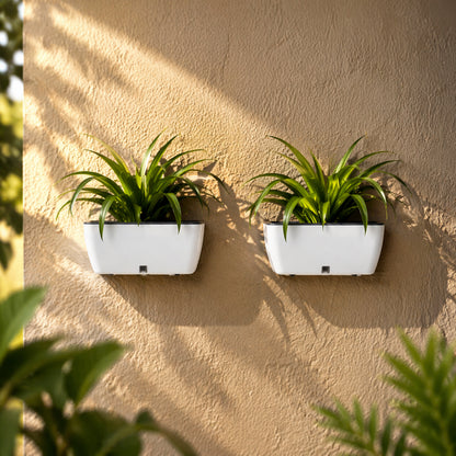 GARDENCIA Recta Big Rectangle Planter 14" with Wall Stand