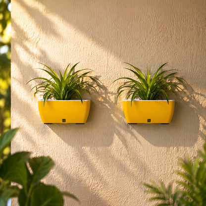 GARDENCIA Recta Big Rectangle Planter 14" with Wall Stand