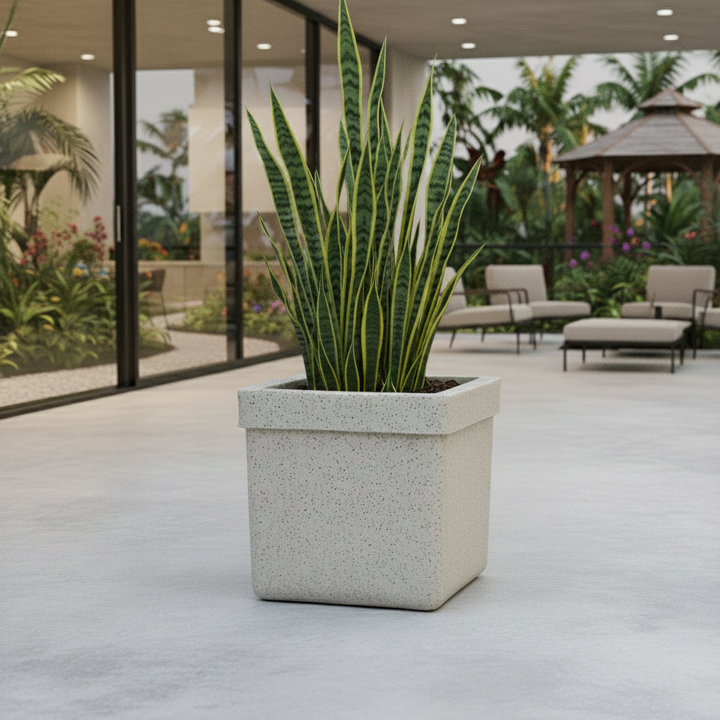 GARDENCIA ROTO ZEN 01 Pot – Square Planter with Dot Finish Colour | Non-Breakable & Light Weight Outdoor & Indoor Flower Pot | Heavy-Duty Large Plant Container for Big House, Patio, Garden & Balcony